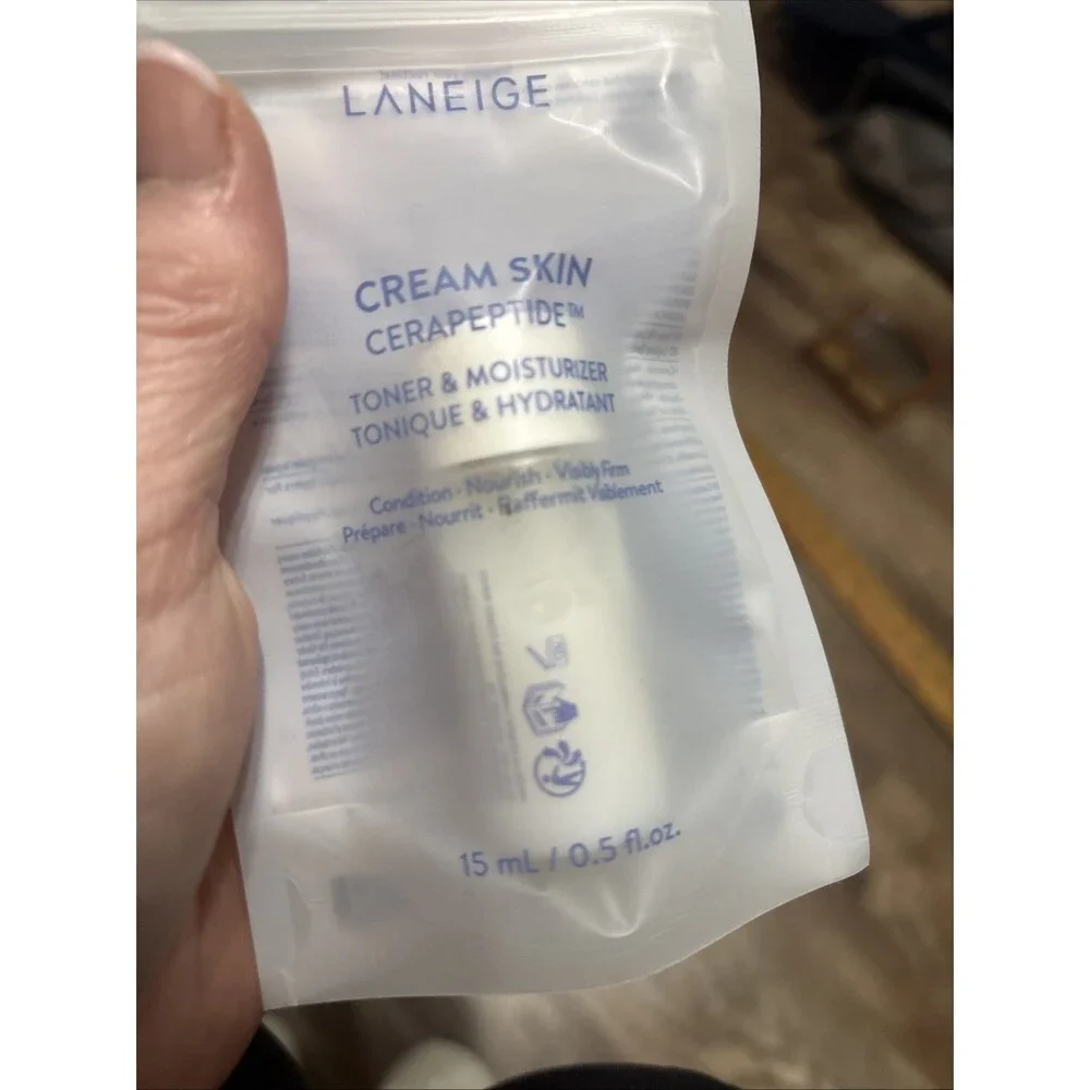 Laneige Cream Skin Cerapeptide Toner and Moisturizer .5 oz 15 ml Travel Size NEW